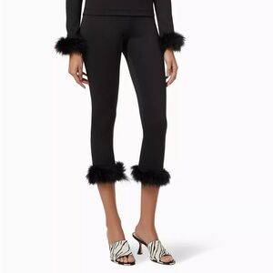Sleeper Feather Trim Capri Leggings- Black, Removable Feathers